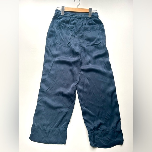 Club Monaco Belted Pull-On Pants wide legs satin blue xs - Picture 2 of 8